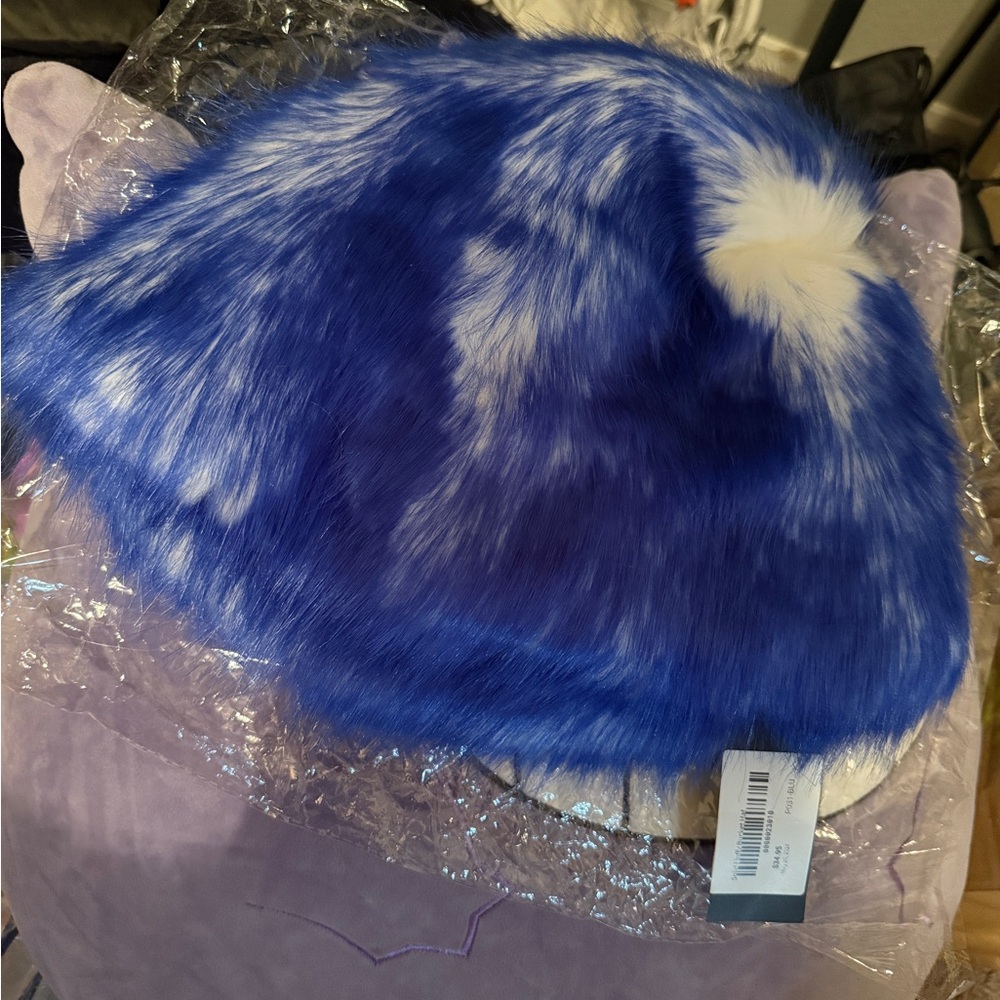 Stylish Blue Faux Fur Hat